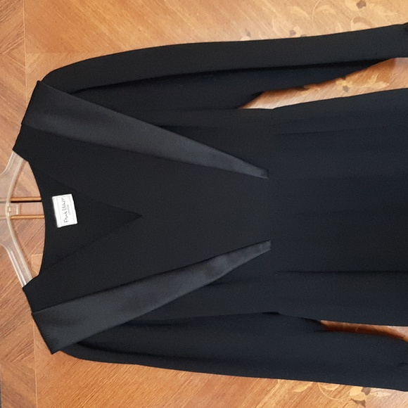 Vintage Frank Usher black Crepe dress 8 - Picture 3 of 11